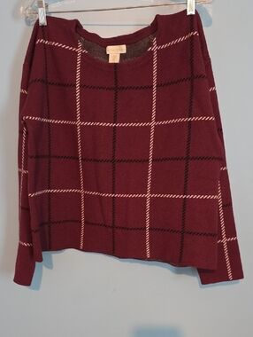 Cynthia Rowley Windowpane Knit Sweater w/ Black & White Accents